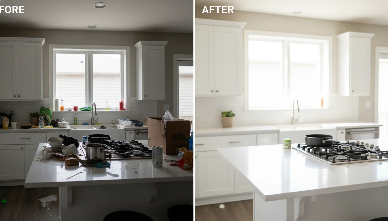 Kitchen before cleaning